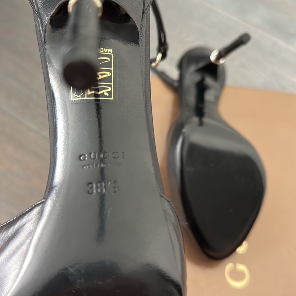 New authentic Gucci leather/bamboo sandal platform shoes Size 38.5 - Picture 7 of 10